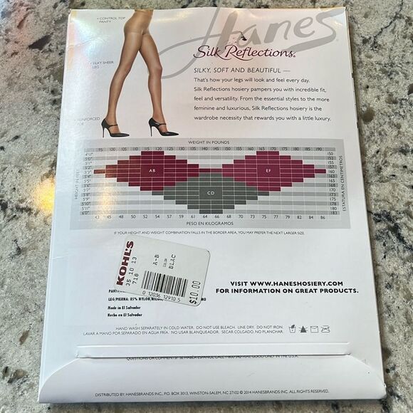 Silk Reflections hosiery sz AB or small color Jet Control Top Reinforced Toe - Picture 3 of 7